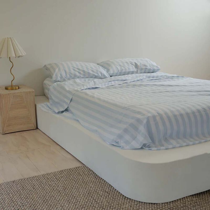 Home Lab 100% Stonewashed Cotton Stripe Sheet Set image number 0